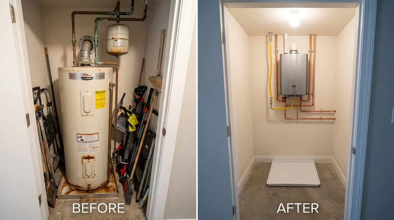Tank water heater versus wall-mounted tankless unit comparison for Bylas, AZ homeowners